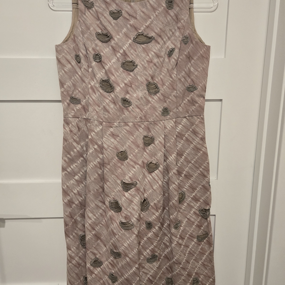 Oscar de la Renta Pink Midi Dress with Chain Detail
